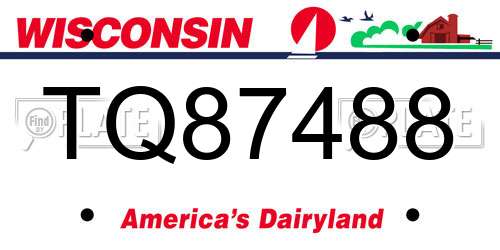 TQ87488 Wisconsin License Plate