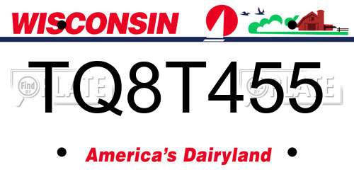 TQ8T455 Wisconsin License Plate