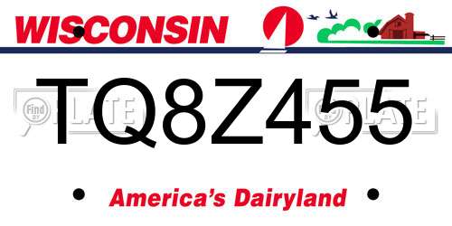 TQ8Z455 Wisconsin License Plate