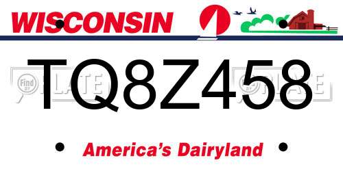 TQ8Z458 Wisconsin License Plate