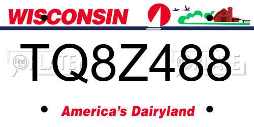 TQ8Z488 Wisconsin License Plate
