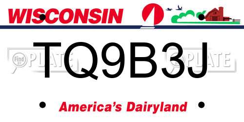 TQ9B3J Wisconsin License Plate