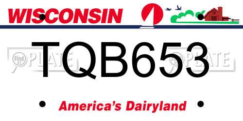 TQB653 Wisconsin License Plate