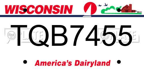 TQB7455 Wisconsin License Plate