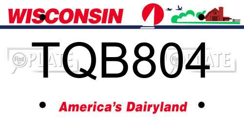 TQB804 Wisconsin License Plate