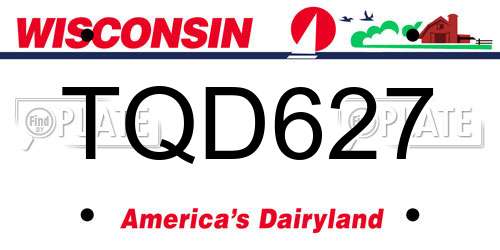 TQD627 Wisconsin License Plate