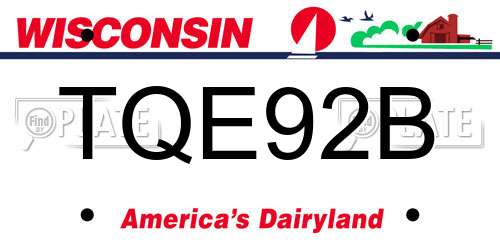 TQE92B Wisconsin License Plate