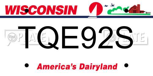 TQE92S Wisconsin License Plate