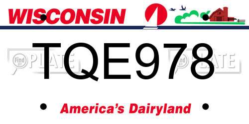 TQE978 Wisconsin License Plate