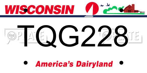 TQG228 Wisconsin License Plate