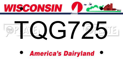 TQG725 Wisconsin License Plate