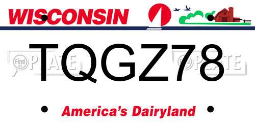 TQGZ78 Wisconsin License Plate