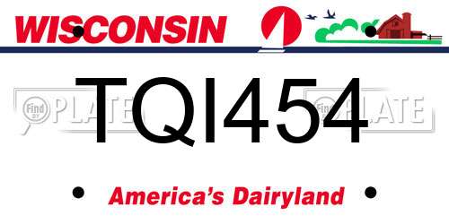 TQI454 Wisconsin License Plate