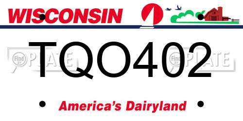 TQO402 Wisconsin License Plate