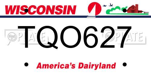TQO627 Wisconsin License Plate