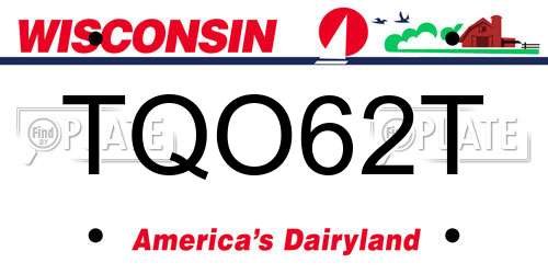 TQO62T Wisconsin License Plate