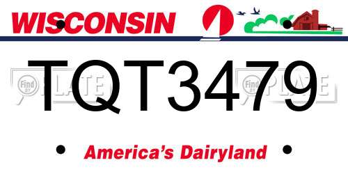 TQT3479 Wisconsin License Plate