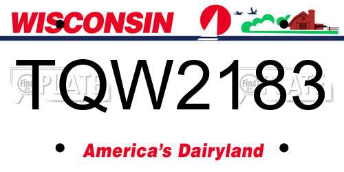 TQW2183 Wisconsin License Plate