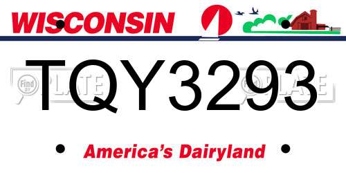 TQY3293 Wisconsin License Plate