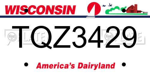 TQZ3429 Wisconsin License Plate