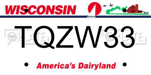 TQZW33 Wisconsin License Plate