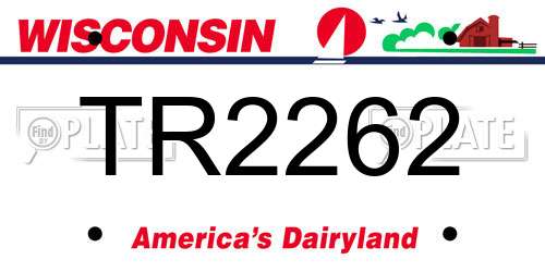 TR2262 Wisconsin License Plate