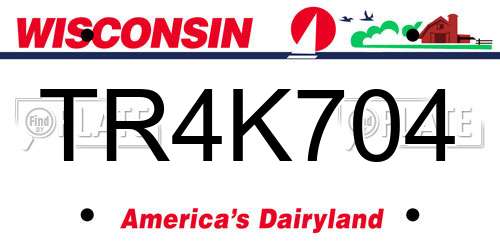 TR4K704 Wisconsin License Plate