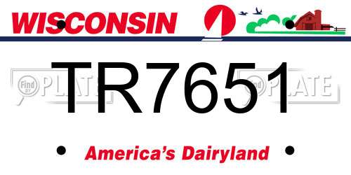TR7651 Wisconsin License Plate