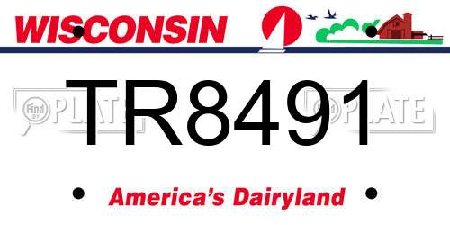 TR8491 Wisconsin License Plate