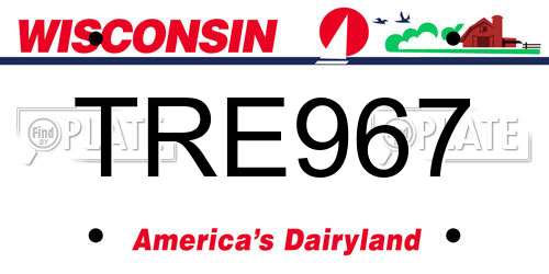 TRE967 Wisconsin License Plate