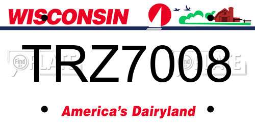 TRZ7008 Wisconsin License Plate