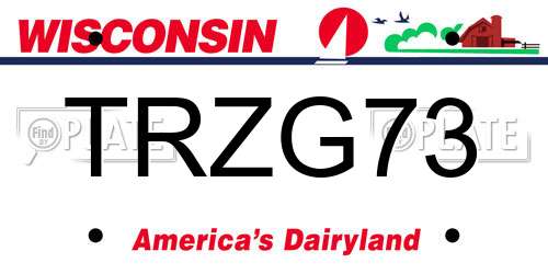 TRZG73 Wisconsin License Plate