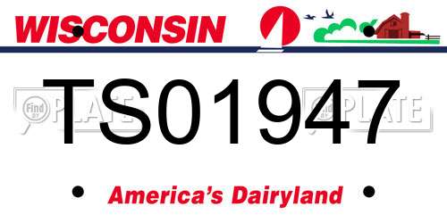 TS01947 Wisconsin License Plate