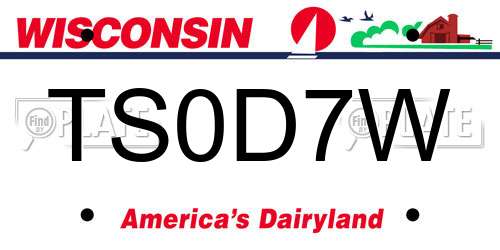TS0D7W Wisconsin License Plate