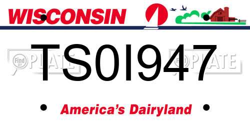 TS0I947 Wisconsin License Plate