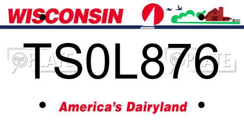 TS0L876 Wisconsin License Plate