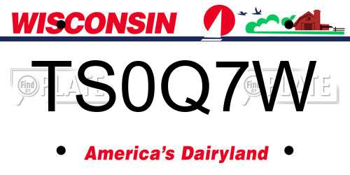 TS0Q7W Wisconsin License Plate