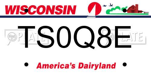 TS0Q8E Wisconsin License Plate