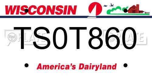 TS0T860 Wisconsin License Plate