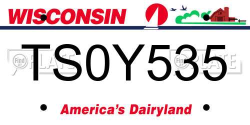 TS0Y535 Wisconsin License Plate