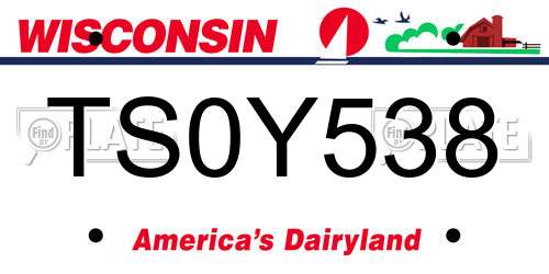TS0Y538 Wisconsin License Plate