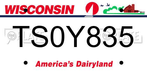 TS0Y835 Wisconsin License Plate
