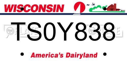 TS0Y838 Wisconsin License Plate
