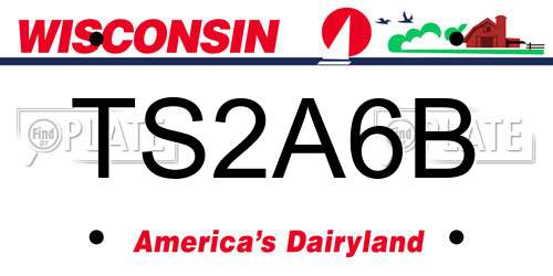 TS2A6B Wisconsin License Plate