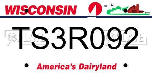 TS3R092 Wisconsin License Plate