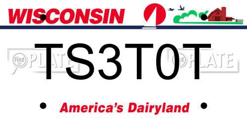 TS3T0T Wisconsin License Plate