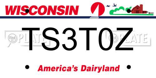 TS3T0Z Wisconsin License Plate