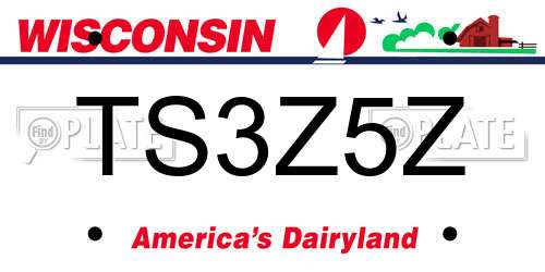 TS3Z5Z Wisconsin License Plate