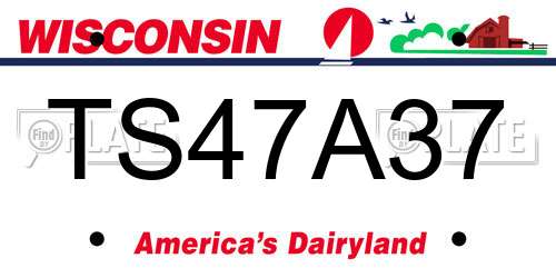 TS47A37 Wisconsin License Plate