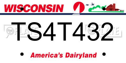 TS4T432 Wisconsin License Plate